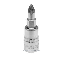 Головка торцева YATO квадрат 1/4 "Pozidriv" PZ1, L= 37 мм [150/600]