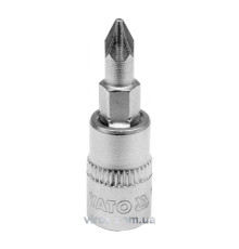 Головка торцевая YATO квадрат 1/4 "Pozidriv" PZ1, L=37 мм [150/600]