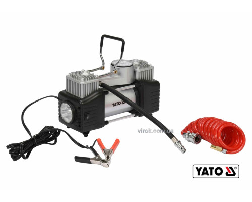 Компрессор автомобильный YATO: 12В, 250Вт, давление-МПа, 60л/мин, шланг-5м, кабель-3м + фонарь LED [4]