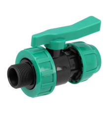 Кран шаровой к водяным пластиковым трубам Ø= 32мм Х 1" M-резьб FLO из полипропилена, для давления 16 Bar