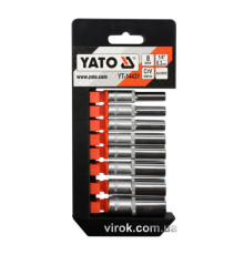 Набір головок торцевих подовжених YATO : квадрат 1/4", М 5,5-13 мм, L= 50 мм. 8 Шт. [10/20]
