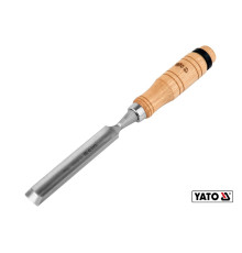 Стамеска напівкругла YATO : b= 19 мм, клинок- 125 мм, дерев'яна ручка- 112 мм [12/48]