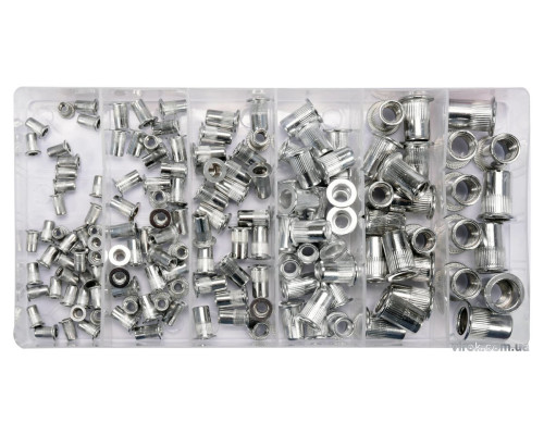 Нітогайки алюмінієві YATO з різними розмірами М3-М10, 150 шт. в футлярі [24]