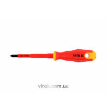 Викрутка хрестова діелектрична ізольована YATO : PH2 x 100 мм. VDE до 1000V [12/120]