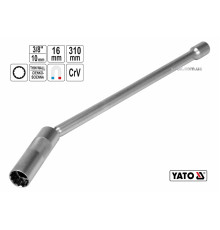 Ключ до свічок запалу 12-гранний магнітний YATO : квадрат- 3/8", М16 мм, L= 310 мм, Cr-V [15/60]