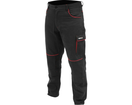 Брюки рабочие COMFY YATO размер L/XL, черно-красные, 7 карманов, 100% хлопок [10]