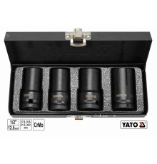 Торцеві головки ударні для зриву гвинтів YATO: квадрат-1/2", L=55мм; М17, 18.5, 21.5, 26 мм, 4шт[10]