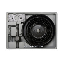 Пили кільцеві по дереву VOREL + свердло Ø=64-127 мм, Набір 8 шт. в кейсі [6/24]