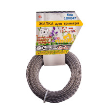 Жилка для тримера "Кручений КВАДРАТ з кордом"  TM VIROK : Ø= 2.7 мм, l= 15 м