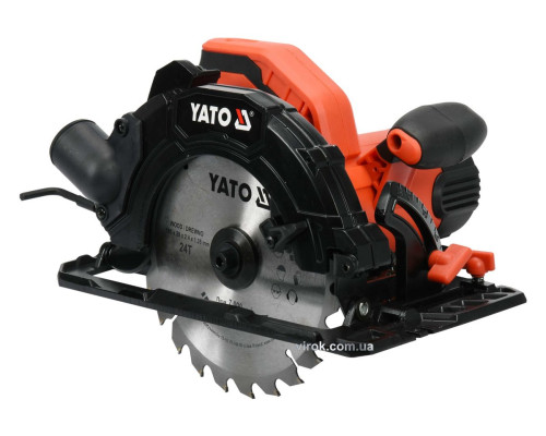 Пила дисковая сетевая YATO: P=1.5 кВт, для диска Ø=185/20мм, макс. h=2.8мм, угол 0-45° [2/40]