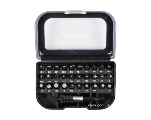 Насадки викруткові з тримачем STHOR Cr-V, з 6-гран. хвостов.- 1/4", l= 25 мм, наб. 31 елем. [10/30]