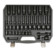 Головки торцевые ударные YATO: квадрат-1/2", хромомолибденовые, 40 шт. [2/48]