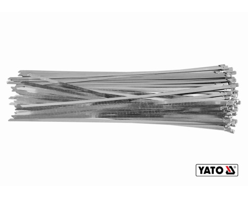 Хомут затискний YATO : смужка- 4.6 х 350 мм з нержавіючої сталі, пак. 100 шт [50]