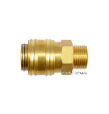 Швидкознімне латунне з'єднання YATO : пневматичне Ø= 1/4". зовн. різьба Ø= 3/8" [50]