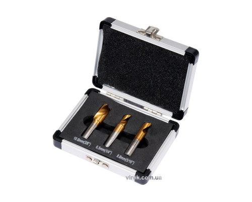 Свердла для точкового зварювання HSS YATO діаметрами 6.5, 8, 10 мм, набір, 3 шт. у футлярі [50]