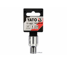 Головка торцева YATO : квадрат 1/2", SPLINE M9 мм, L= 38 мм. CrV [Блістер] [10/200]