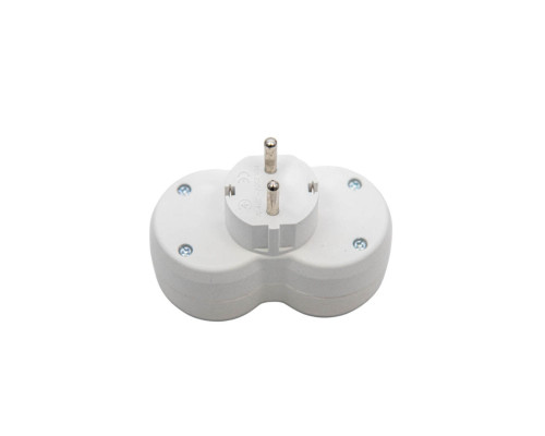 Вилка розгалужувальна електромережева ТМ VIROK на 2 гнізда 16А/250V з заземленням