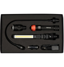 Ліхтар з обладунками 3 в 1 YATO для ремонтних робіт з зарядним пристроєм, в футлярі [10]