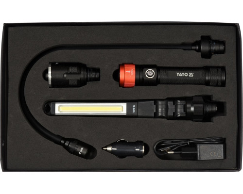 Ліхтар з обладунками 3 в 1 YATO для ремонтних робіт з зарядним пристроєм, в футлярі [10]