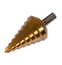 Свердло конічне ступінчасте титанове по металу YATO : Ø= 10-45 мм, HSS 4241, L= 100/75 мм [40]