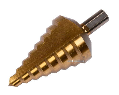 Свердло конічне ступінчасте титанове по металу YATO : Ø= 10-45 мм, HSS 4241, L= 100/75 мм [40]