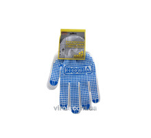 Перчатки трикотажные VIROK белые с ПВХ точкой (5 нитей; 100% - полиэстер), разм. 10