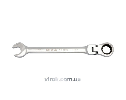 Ключ ріжково-накидний YATO з тріщаткою та шарніром : CrV, М= 13 мм, L= 180 мм [10/50/100]