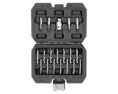 Набір біт екстракторів для викручування Hex і Torx YATO з шпинделем 1/4" і 3/8", 19 елем. [20]