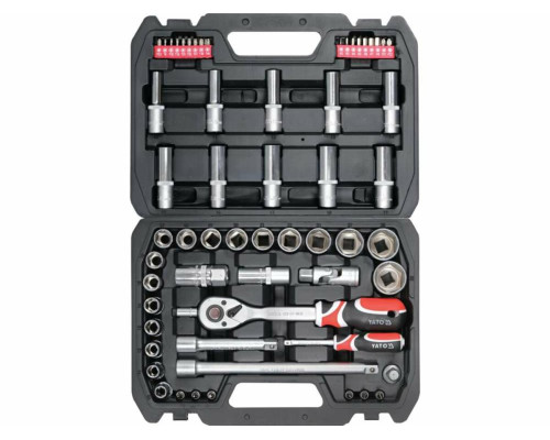 Набор головок торцевых и отверточных насадок YATO: квадрат 1/2", 1/4" с инструментами, 60 элем. [4]
