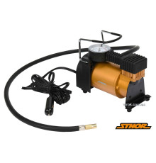 Компресор автомобільний STHOR : 12 В, 120 Вт, 35 л/хв, тиск- 1 МПа + шланг 1 м, 3 насадки, мішок [8]