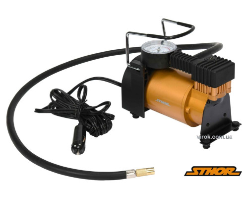 Компресор автомобільний STHOR : 12 В, 120 Вт, 35 л/хв, тиск- 1 МПа + шланг 1 м, 3 насадки, мішок [8]