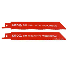 Полотна по дереву і металу, бі-металеві, до шаблевої пили YATO: l=150мм, h=1мм, 10 зубів/1",2шт [50]