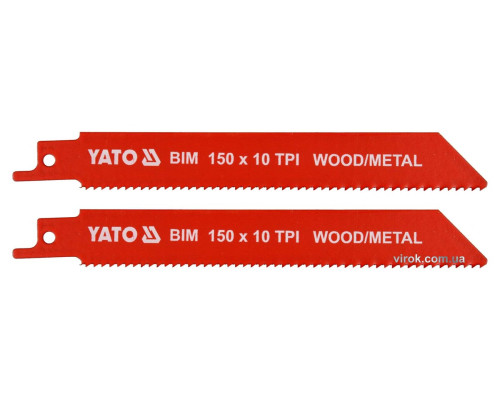 Полотна по дереву і металу, бі-металеві, до шаблевої пили YATO: l=150мм, h=1мм, 10 зубів/1",2шт [50]