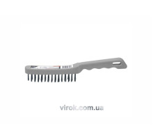 Щетка проволочная стальная YATO : 4-рядная, пластиковая ручка [12/120]