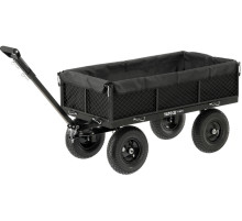 Тележка приусадебная с откидным бортом и чехлом на 4 колес YATO с повор дышлом, 130х59х25см, навант- 450кг