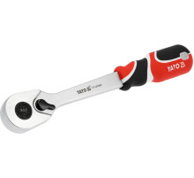 Тріщатка YATO: квадрат 1/2"(12,7 мм), L=256 мм, КМ до 1000 Nm, з прямою ручкою,90 зубів [10]