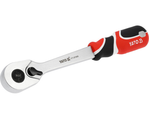 Тріщатка YATO: квадрат 1/2"(12,7 мм), L=256 мм, КМ до 1000 Nm, з прямою ручкою,90 зубів [10]