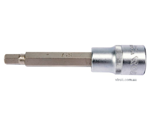 Головка торцевая YATO квадрат 1/2 HEX M7, L=100 мм. удлиненная [20/120]