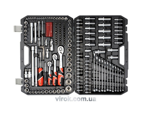 Набор торцевых головок YATO : квадрат 1/2", 3/8", 1/4" с инструментами, насадками. 216 шт.[2/42]