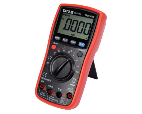 Мультиметр TRUE RMS електричних параметрів YATO з LCD-цифровим діапазоном 19999 від 2х1,5V;AA батар