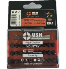 Набір насадок викруткових USH Industry : 1/4" з тримачем, Torx, HEX, Spaner, Try-wing. Torq, 31 ел