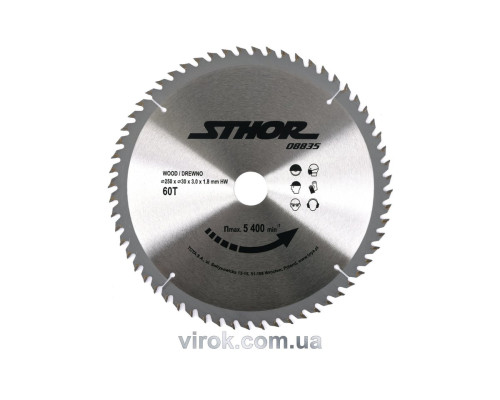 Диск пильний по дереву STHOR. Ø= 250/30 мм, h= 3 мм, 60 зубів [10/20]