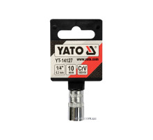 Головка торцева 6-гранна YATO : квадрат 1/4", М10, CrV [Блістер] [6/360]