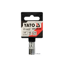 Головка торцева 6-гранна YATO : квадрат 1/4", М10, CrV [Блістер] [6/360]