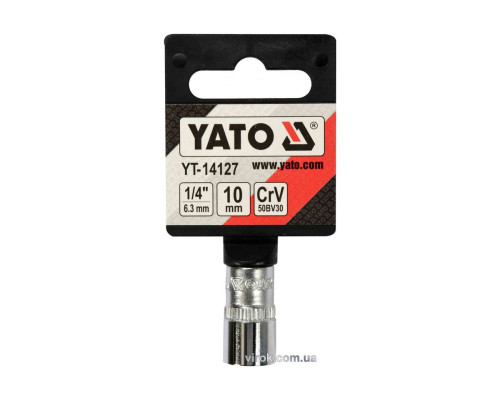 Головка торцева 6-гранна YATO : квадрат 1/4", М10, CrV [Блістер] [6/360]