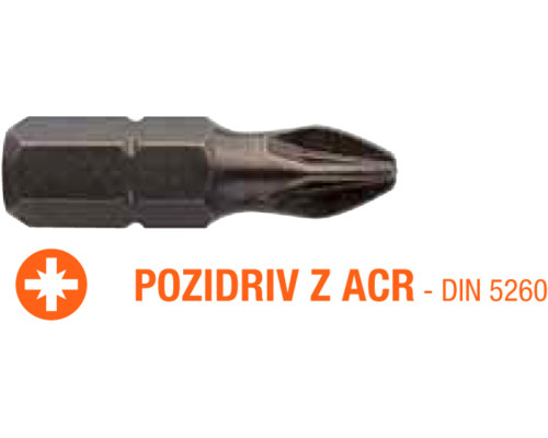 Насадка отверточная USH Industry : Pozidriv ACR PZ3 x 25 мм (с зубцами) Уп. 5 шт.