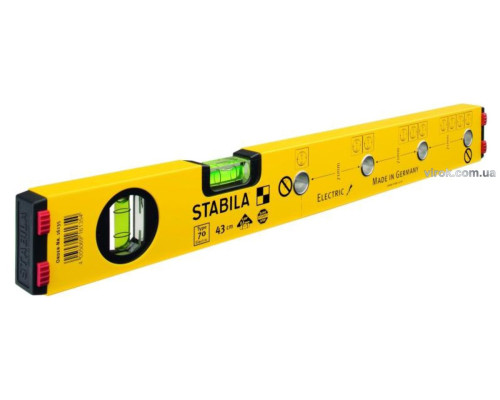 Рівень STABILA Type 70 Electric : L= 43 см, (для електромонтажників) 2 капсули + ковпачки