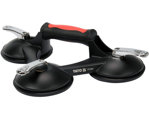 Присоски для монтажу скла (алюміній) YATO: 3-ри чашки Ø= 125 мм, m= 190 кг, 345х 282х 7 мм [12/96]