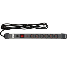 Подовжувач мережевий STHOR: l= 3 м, колодка- 6 гнізд і вмик, 3-жильний Ø=1,5 мм², з заземл. і захист