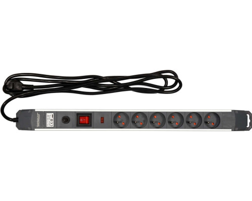 Подовжувач мережевий STHOR: l= 3 м, колодка- 6 гнізд і вмик, 3-жильний Ø=1,5 мм², з заземл. і захист